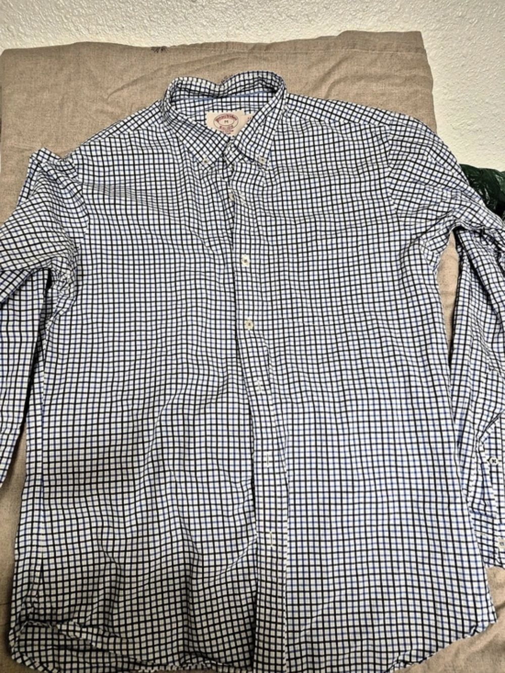 Brooks Brothers Non-Iron Extra Slim Fit Checkered Cotton Shirt Size Medium